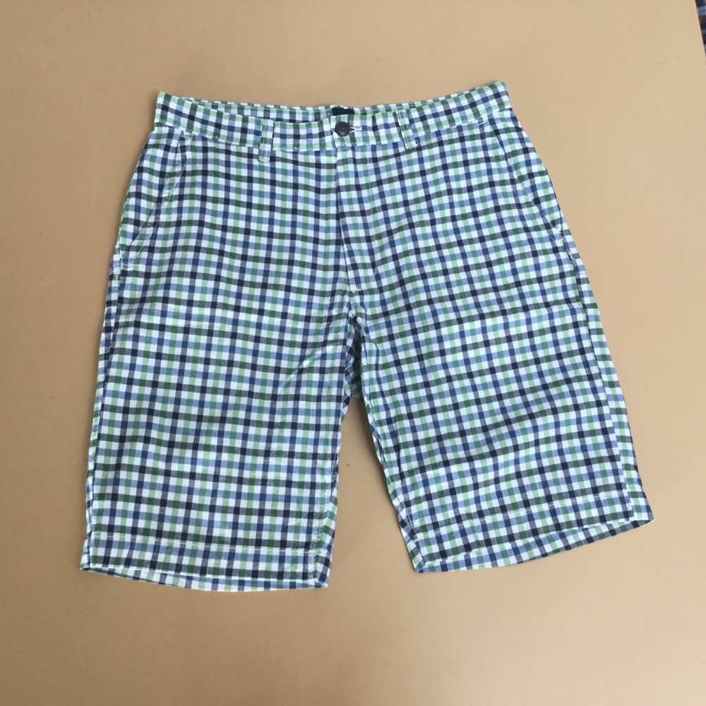 Gap Green and Blue Checkered Flat Front Shorts